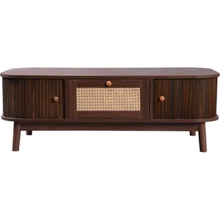 okwish Couchtisch Rattan-Kaffeetisch mit Schubladen 124 x 64 cm Natur