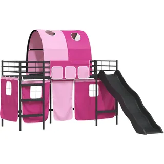 vidaXL Kinder-Etagenbett Schwarz und Pink 75 x 190 cm Metall - Schwarz