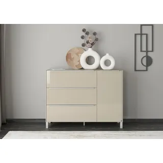 Set One by Musterring Sideboard "Reno", 1 Stk. tlg. Mit Vierkantfuß in diversen Farben, 106 cm Höhe & Farbauswahl, kaschmir matt lack, glas kaschmir glanz),
