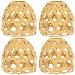 Uonlytech 4 Stück Lampenschirm Aus Bambus Lampenschirm Aus Korbgeflecht Ersatz Im Rustikalen Stil Rattan-lichtschirm Bauernhaus Korb Aus Rattan Bambus Weben Ländlich