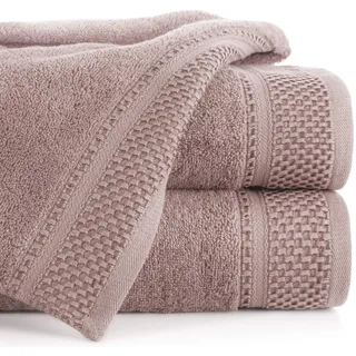 Eurofirany Carlo Badehandtuch Set Handtuch Saunahandtuch Muster – Saugstark, 100% Baumwolle 580g/m2, Hochqualitativ, 3er und 6er Pack, Hellrosa, 50X90 cm, 6