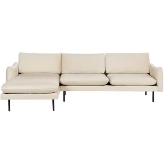 BELIANI 4-Sitzer Ecksofa Hellbeige Samt L-Förmig mit Chaiselongue Hohe Schwarze Metallfüße Dicke Sitzkissen Schmale Armlehnen Lose Rücken- & Sitzkissen - Beige, Schwarz