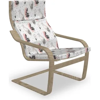 ABAKUHAUS Boho Poäng Sessel Polster, Tropische Blätter und Strokes, Sitzkissen mit Stuhlkissen mit Hakenschlaufe und Reißverschluss, Blush Salmon - Bunt