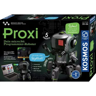 Kosmos 620585 Proxi - Dein microbit Programmier-Roboter, mit 5 Sensoren, LED-Display, Bluetooth, Soundmodul, Programmieren und staunen, Experimentierkasten für Kinder ab 10-16 Jahre, Roboter-Spielzeug