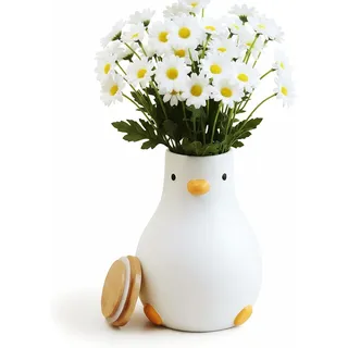 TULANDOT Kreative Ente Keramik Vase,Blumenvase Keramik Vasen für Blumen, Dekorative Ente Vasen für Pampasgras Deko, Modern Kleine Vase für Home Wohnzimmer Esstisch Bauernhaus Büro Dekor Weiß