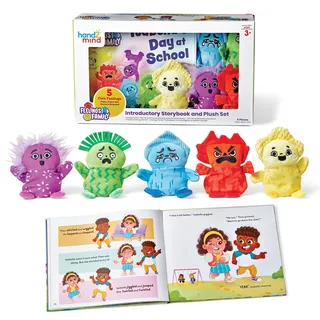 hand2mind Learning Resources Gefühle entdecken Buch-Set für die ganze Familie, Spielzeug für 3-jährige Jungen und Mädchen, Bücher für 3-Jährige, enthält 5 Weichtiere, die Emotionen darstellen