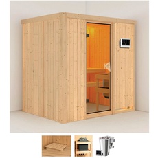 Bild Sauna »Finja«, (Set), 3,6-kW-Bio-Plug & Play Ofen mit externer Steuerung beige