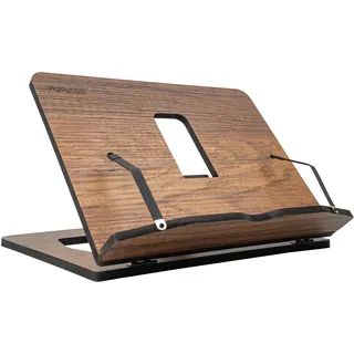 Vigo Wood Buchständer, Rezeptbuchständer, Kochbuchständer für die Küche, Bücherständer für die Anzeige, Buchhalter zum Lesen im Bett (Walnuss)