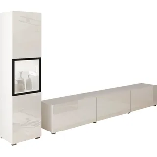 Home Affaire Wohnwand "BERLIN I, Vitrine Türschlag links/rechts wechselbar" Komplett-Set, 2 Stk. tlg., weiß matt, weiß hochglanz