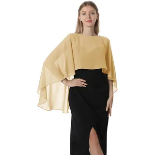 Hotshawl Capelets für Damen, Chiffon-Umhang, Schals und Wickeltuch, für Abendkleid, Hochzeitsumhänge, Gold, Einheitsgröße