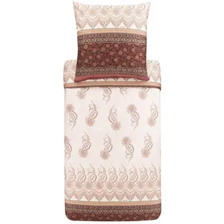 Bassetti Bettwäsche Garnitur Oristano 41 aus Baumwolle Mako-Satin in der Farbe Beige 2-Teilig mit Reißverschluss, Maße: 155cm x 220cm, 80cm x 80cm, 9323446