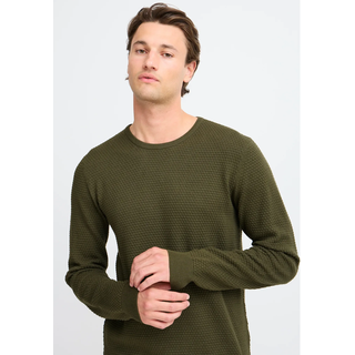 Rundhalspullover BLEND "BHREDHILL crewneck", Herren, Gr. S, grün (forest night), Strick, Obermaterial: 100% Baumwolle, unifarben, slim fit normal, Rundhals, Rippbündchen, Pullover Rundhalspullover, mit Markenlabel, aus Baumwolle, Slim Fit, ohne Verschluss