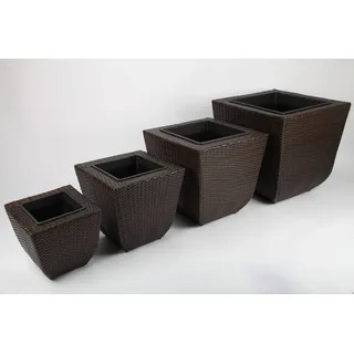 point-garden 4 Blumenkübel Pflanzkübel Pflanzgefäß Blumentopf Polyrattan
