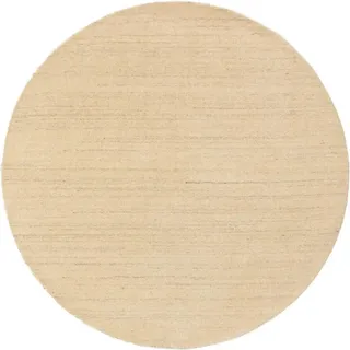 Kunstloft Wollteppich rund Jamal Cream ø 120 cm rund , Beige , Textil , Beton Optik , Rund , 120x1 cm , Gots , pflegeleicht , Teppiche und Böden, Teppiche, Schafwollteppiche