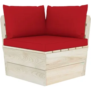 vidaXL Garten-Paletten-Ecksofa mit Kissen Imprägniertes Fichtenholz - Rot