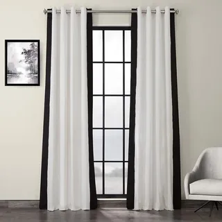HPD Half Price Drapes PRCT-VC1716-120-GR Vorhänge mit Ösen, Bedruckt, Baumwolle, für Wohnzimmer und Schlafzimmer, 1 Stück, Warmes gebrochenes Weiß und Schwarz, 50" W x 120" L (Pack of 1)
