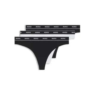 HUGO für Damen. 50469681 Set 3 Tangas Stripe weiß, schwarz (XXL), Heimtextilien, Baumwolle
