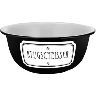 Müslischale Klugscheisser Emaille-Optik 600ml, Keramik, Schale, Dessertschale, Müsli, Eis, Gedalabels, Schwarz-weiß