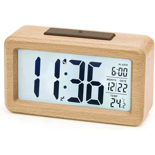 aboveClock Wecker Digital, Holz mit Sensore Moduls, Tischuhr mit Großer Anzeige, Datum, Teperatur Anzeige, Nachtlicht, Digital Uhr mit Snooze Moduls (Batterie Nicht Enthalten)