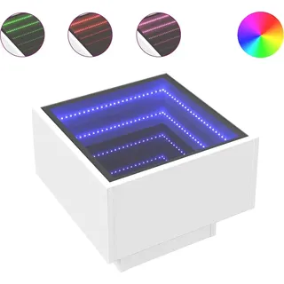 vidaXL Beistelltisch mit LED Weiß 40x40x30 cm Holzwerkstoff - Weiß