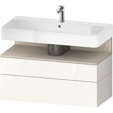 Duravit Qatego Waschtischunterbau, 1 Auszug und 1 Schublade, 990x470x590mm, Nische Taupe Supermatt, QA4395083, Farbe: Weiß Hochglanz/mit Nischenbeleuchtung