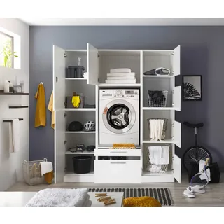 Respekta Clara Waschmaschinenschrank 200 x 167,4 x 67,6 cm Weiß Holz