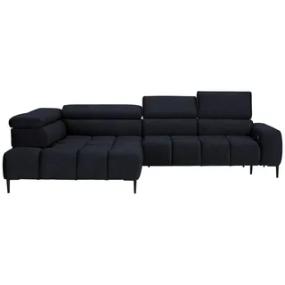 Welnova Ecksofa , Schwarz , Textil , Uni , Ottomane links, L-Form , 300x216 cm , Made in Eu , Typenauswahl, Stoffauswahl, seitenverkehrt erhältlich, Hocker erhältlich, Rücken echt , Wohnzimmer, Sofas & Couches, Wohnlandschaften, Ecksofas