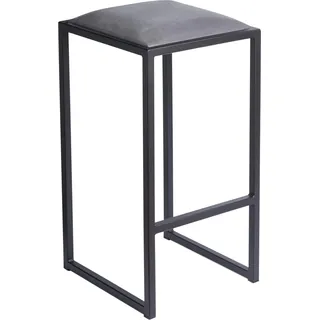 FERRO Barhocker 64 cm Grau – Moderner Metall Barstuhl ohne Lehne im Loft-Stil mit Gepolstertem Sitz - Grau