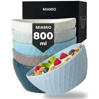 MIAMIO – 6 x 800 ml – Schüssel Set/Müslischalen Set – Moderne Schüsseln Matt – Bowls Set groß – Palmanova Kollektion (Blau)