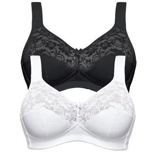 SUSA Baumwoll BH 2er Pack Soft-BH schwarz/weiß 90B