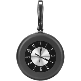 Kreative Wanduhr aus Edelstahl in Pfannenform für Büro und Schlafzimmer | Schwarz, Leicht und Robust, Wandaufhängung, Nordischer Stil, Originelle Form für Moderne Räume