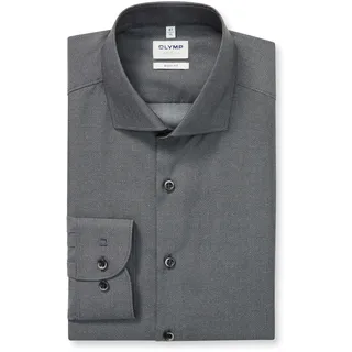 Langarmhemd OLYMP "Level Five", Herren, Gr. 38, N-Gr, silber (silbergrau), Web, Obermaterial: 100% Baumwolle, 2-Knopf-Manschette, Hemden Langarmhemd, body fit, Royal-Kentkragen, Businesshemd, feine Struktur