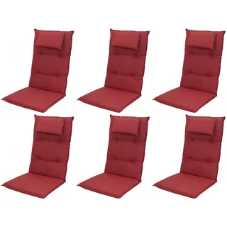 Doppler 6x 6998 Hochlehner Auflagen 120x50x8cm dick Kopfkissen rot