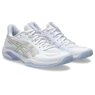 Hallenschuh ASICS "BLADE FF 2", Damen, Gr. 42,5, weiß (weiß, blau fade), Textil, Schuhe Hallenschuh