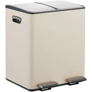 Relaxdays Mülleimer 15 l Beige/Silber