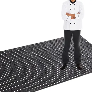 ybaymy Gummimatte Ringgummimatte Wabenmatten Große Gummi-Eingangsmatten für den Außenbereich rutschfest Fußmatte gelochte Fussmatte Outdoor Teppich Antirutschmatte Schmutzfangmatte 90 x 210 cm