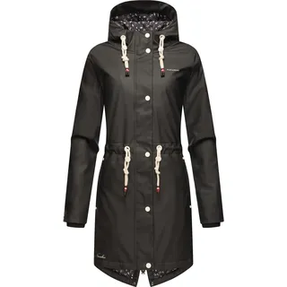 Navahoo Regenjacke Flower of Ocean mit Kapuze, Wasserdichter Damen Outdoor Regenmantel schwarz