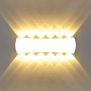 KAWELL 12W Modern Wandlampe LED Wandleuchte Up Down Aluminium Wandbeleuchtung Innen Außen Wasserdicht IP65 für Schlafzimmer Badezimmer Treppen Veranda Flur Korridor Wohnzimmer, Weiß 3000K