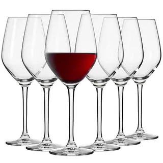 KROSNO Rotweingläser Set 460ml – 6er Set Weingläser Splendour – Elegantes Kristallglas – Große Kelchgläser für Rotwein – Spülmaschinenfest – Premium Q - Transparent