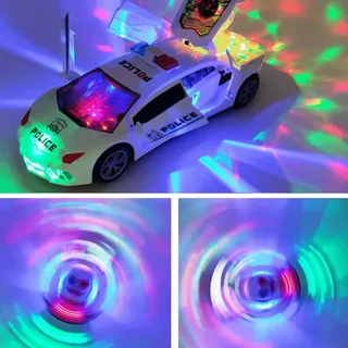 Spielzeug Polizeiauto mit Licht und Sound - Drehbares Modell mit Türöffnung für Kinder - Spielzeugfahrzeug mit Soundeffekten
