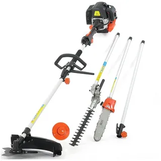 FUXTEC Benzin Motorsense FX-MT152E • 5in1 Multitool 52ccm 3PS Kombigerät | Inklusive 1m Verlängerung • Flexible Heckenschere • Aststarker Hochentaster • Trimmer Fadenspule • Komfort-Tragegurt
