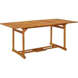 Garten Esstisch aus Massivholz Akazie 180 x 90 x 75 cm, Gartentisch Terrassentisch Balkontisch Beistelltisch für draußen, stabil, pflegeleicht, mit Sonnenschirmloch - Braun