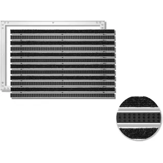 SWmat Eingangsmatte für Innen & Außen mit Bürste & Rips I Alu Türmatte in Fliesen I Einbau Fußmatte im Boden versenkt mit Rahmen Anthrazit 60 x 40 cm
