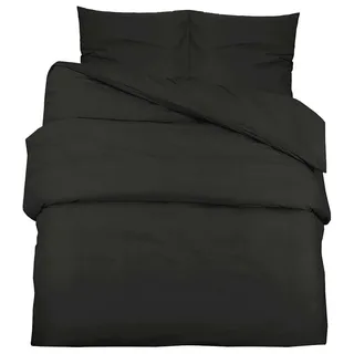 vidaXL Bettwäsche-Set Schwarz 240x220 cm Baumwolle - Schwarz