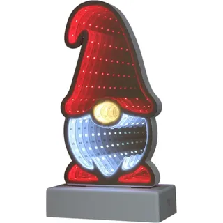 LED Wichtel Infinity Effekt Weihnachtsdekoration 6/18h Timer USB oder Batteriebetrieb - Rot
