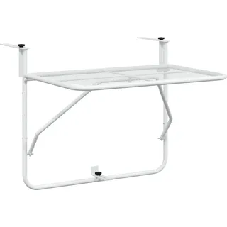 vidaXL Balkontisch Weiß 60x40 cm Stahl - Weiß