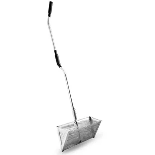 Exact Design Sand-Flohhharke, eloxiertes Aluminium, einteilig, robust, 147,8 cm Langer Griff, 40,6 cm breiter Korb, scharfe Zähne, gebogener Griff