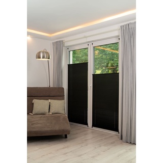 K-home 220400-40 Klemmfix-Plissee, Schwarz, 30 x 130 cm