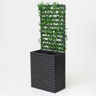 Kistenland XXL Blumenkasten „Margarete“ mit Sichtschutz - 180cm Höhe - Blumentrog mit Rankgitter/Pergola (anthrazit)