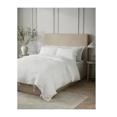 M&S Collection Parure de lit 100% coton à rayures - White, White - SGL